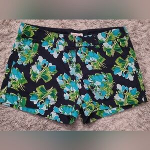Merona Navy Shorts with Green & Teal Floral Print
